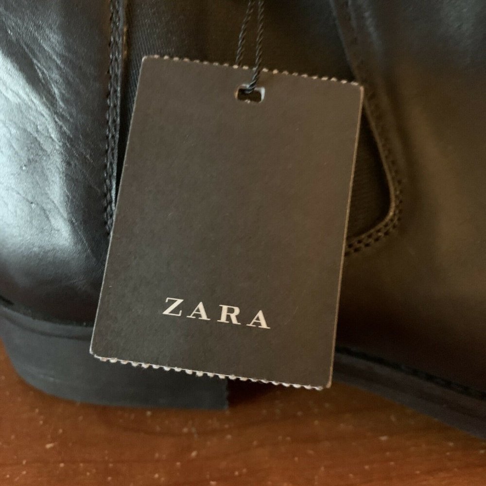 Zara Men's Chelsea Leather Ankle Boots Black - Size 8 Brand New With Tags $119 - Picture 6 of 7
